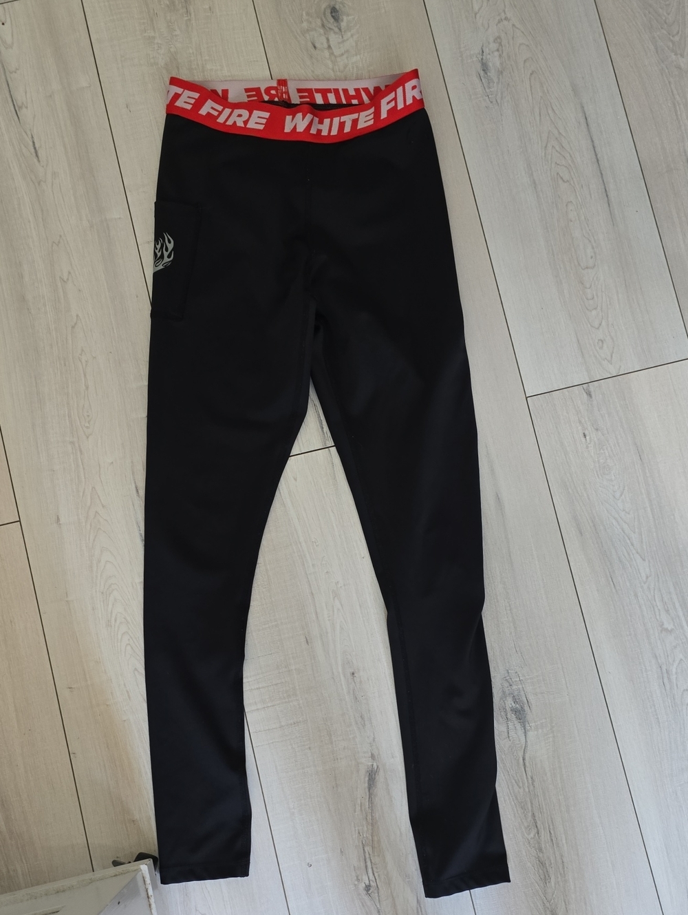 Black Leggings with Red Waistband